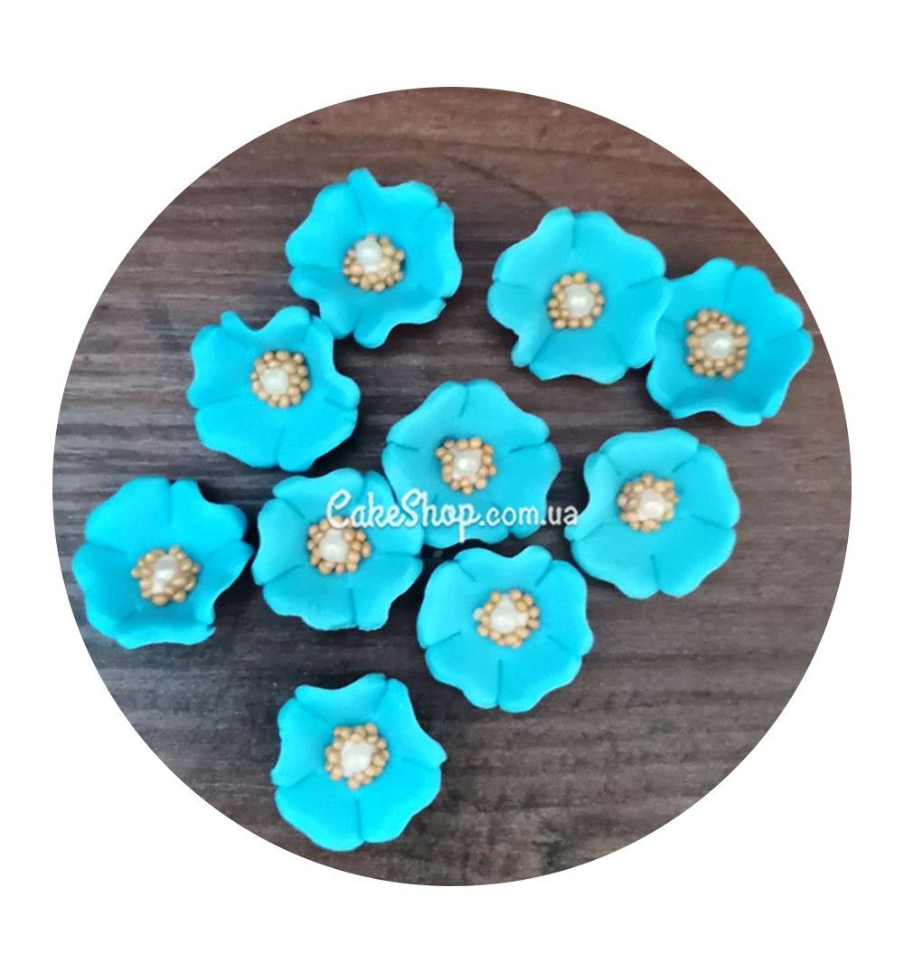 ⋗ Цукрові квіти Мальва блакитна (10 штук) купити в Україні ➛ CakeShop.com.ua, фото