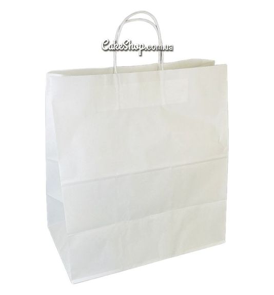⋗ Пакет бумажный с кручеными ручками Белый, 35х26х15см купить в Украине ➛ CakeShop.com.ua, фото