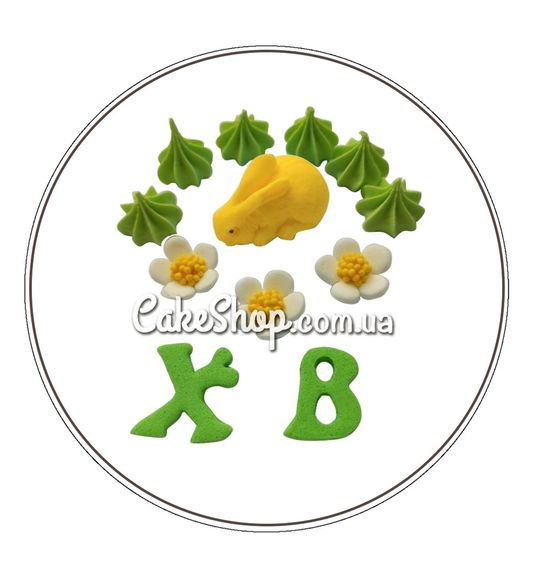 ⋗ Цукрові фігурки Пасхальний №13 з зайчиком та меренгою ТМ Іриска купити в Україні ➛ CakeShop.com.ua, фото