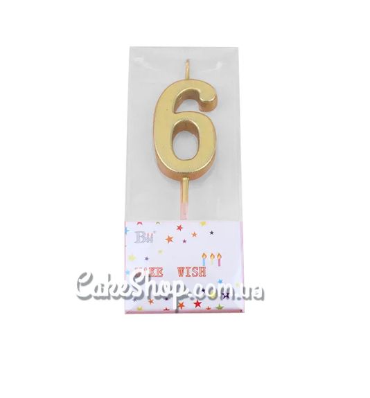 ⋗ Свеча цифра мини Золото - 6 купить в Украине ➛ CakeShop.com.ua, фото