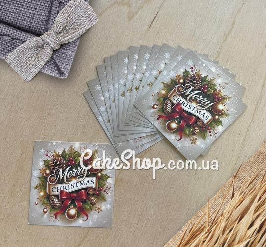 ⋗ Бірка паперова Merry Christmas 5х5 см, 10 шт купити в Україні ➛ CakeShop.com.ua, фото