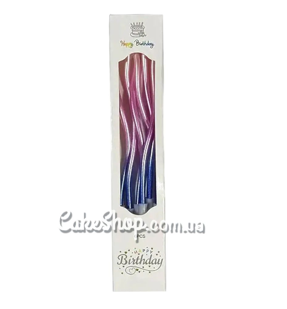 Свечи тортовые коктейльные Омбре бело-красно-синие, 6 шт - фото