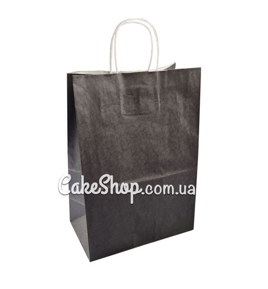 ⋗ Пакет бумажный с кручеными ручками Черный, 33х25х15 см купить в Украине ➛ CakeShop.com.ua, фото
