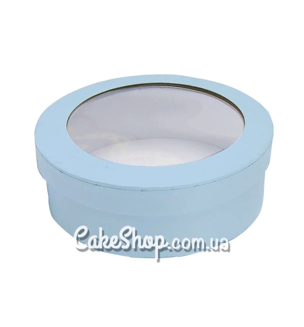 ⋗ Коробка круглая с окном d-22 см, h-6 см, Голубая купить в Украине ➛ CakeShop.com.ua, фото