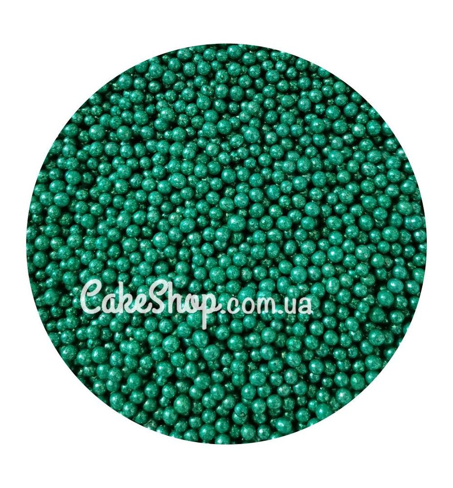 Посыпка шарика металлик Зеленые 4 мм, 50 г - фото