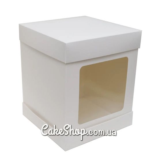 ⋗ Коробка для торта Біла з вікном, 25х25х30 см купити в Україні ➛ CakeShop.com.ua, фото