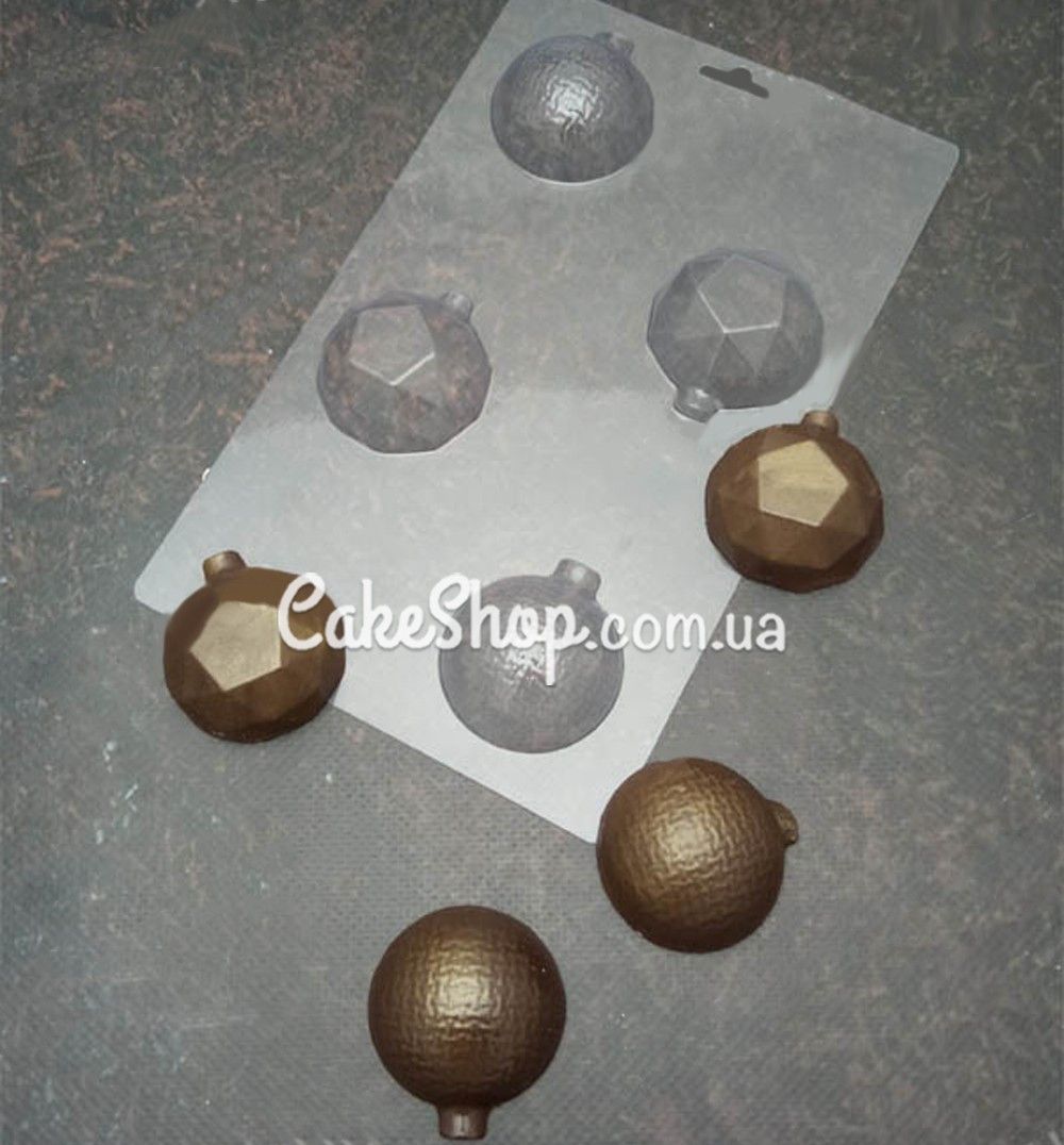 ⋗ Пластикова форма для шоколаду Новорічні кулі, d 5см купити в Україні ➛ CakeShop.com.ua, фото