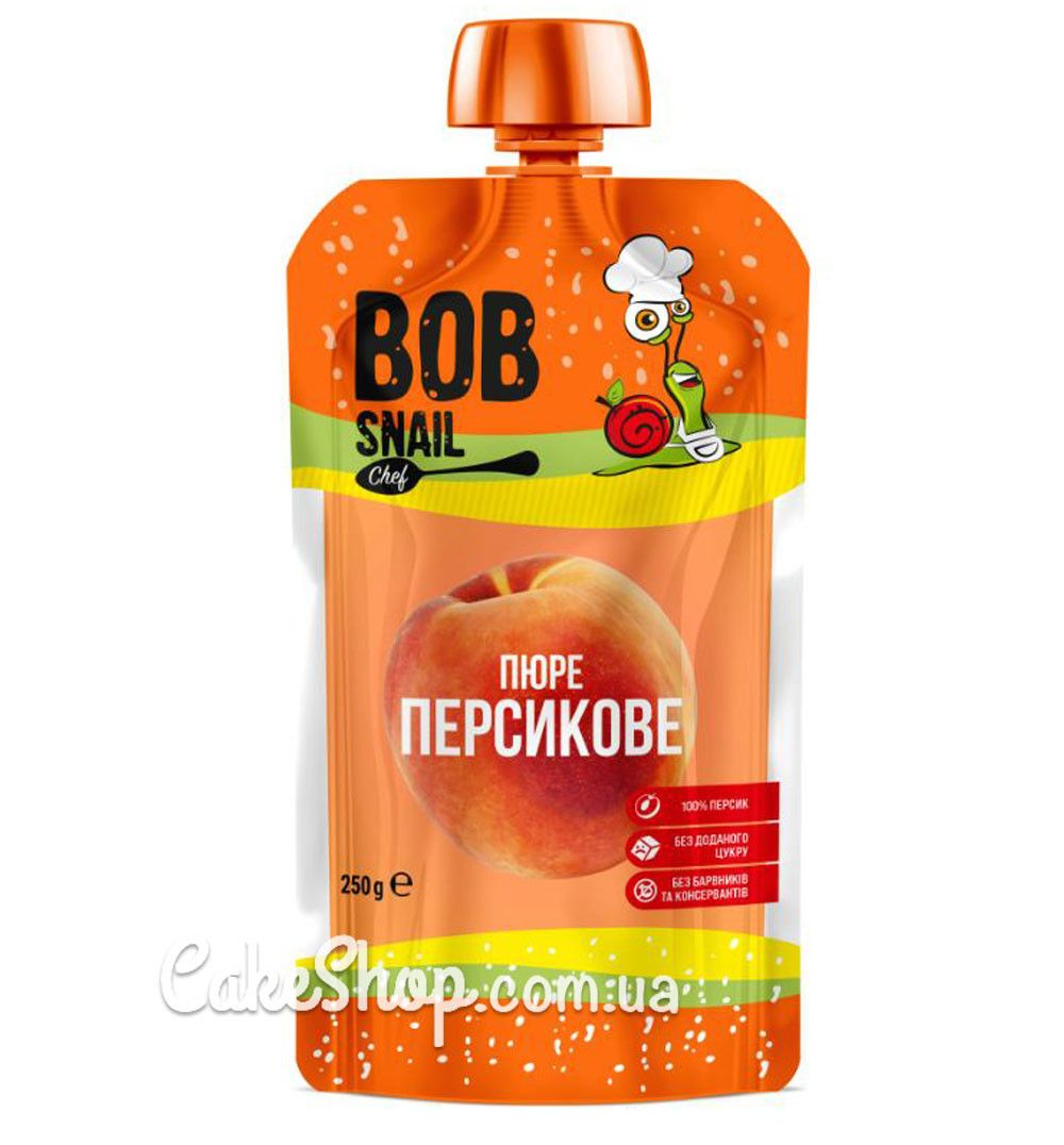 ⋗ Пюре персика без цукру Bob Snail, 250 г купити в Україні ➛ CakeShop.com.ua, фото