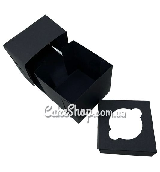 ⋗ Коробка для 1 кексу з фігурним вікном Чорна, 10х10х9 см купити в Україні ➛ CakeShop.com.ua, фото