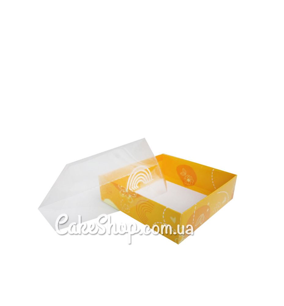 Коробка для пряников с прозрачной крышкой Оранжевая, 12х12х3,5 см - фото