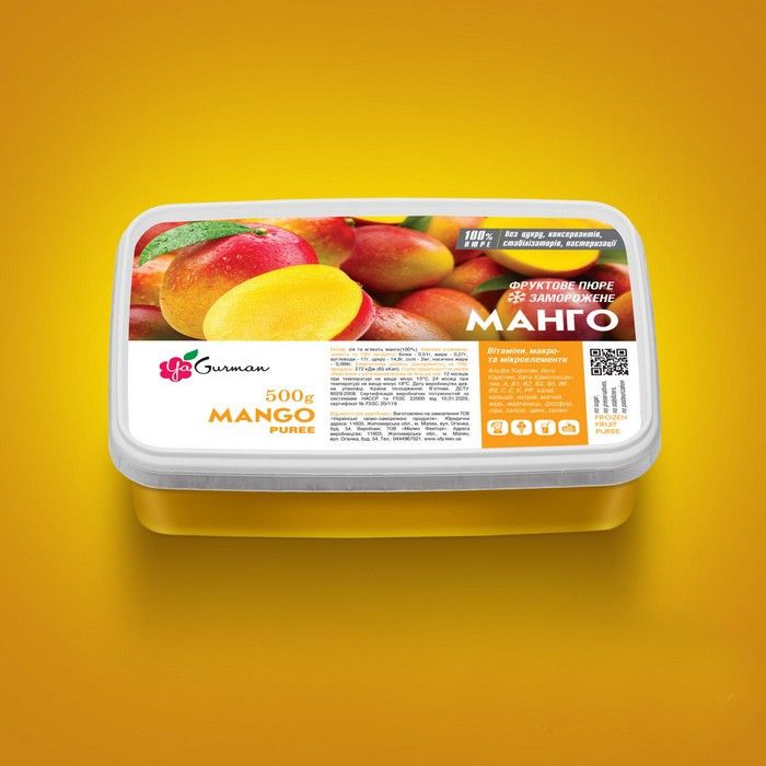 Замороженное пюре манго без сахара YaGurman, 500 г - фото