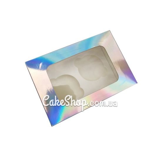 ⋗ Коробка на 2 кекса Голограмма, 16х11х8,5 см купить в Украине ➛ CakeShop.com.ua, фото
