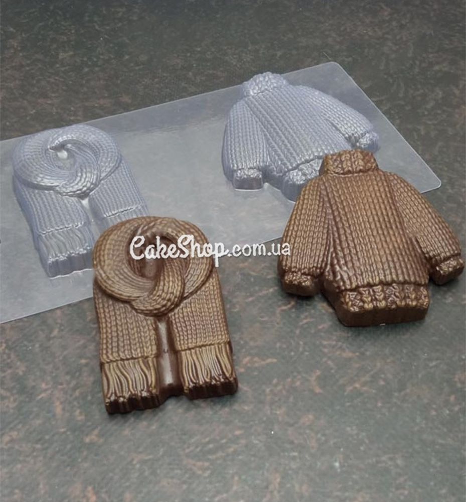 Пластиковая форма для шоколада Шарф и свитер - фото