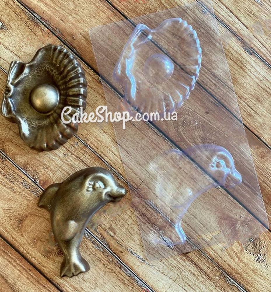 Пластикова форма для шоколаду Дельфінчик і Мушля - фото
