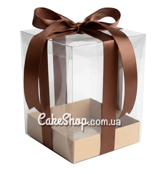 ⋗ Коробка с прозрачной крышкой Крафт, 12х12х18 см купить в Украине ➛ CakeShop.com.ua, фото