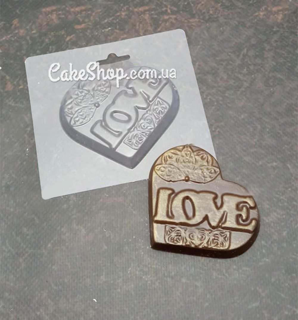 ⋗ Пластиковая форма для шоколада LOVE Сердце купить в Украине ➛ CakeShop.com.ua, фото