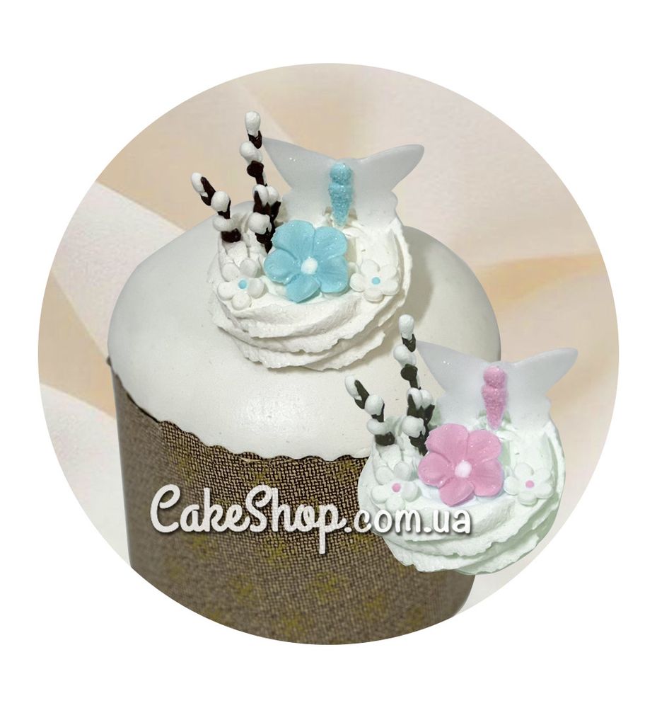 Сахарные декорации Гнездышко с бабочкой белое ТМ KD - фото