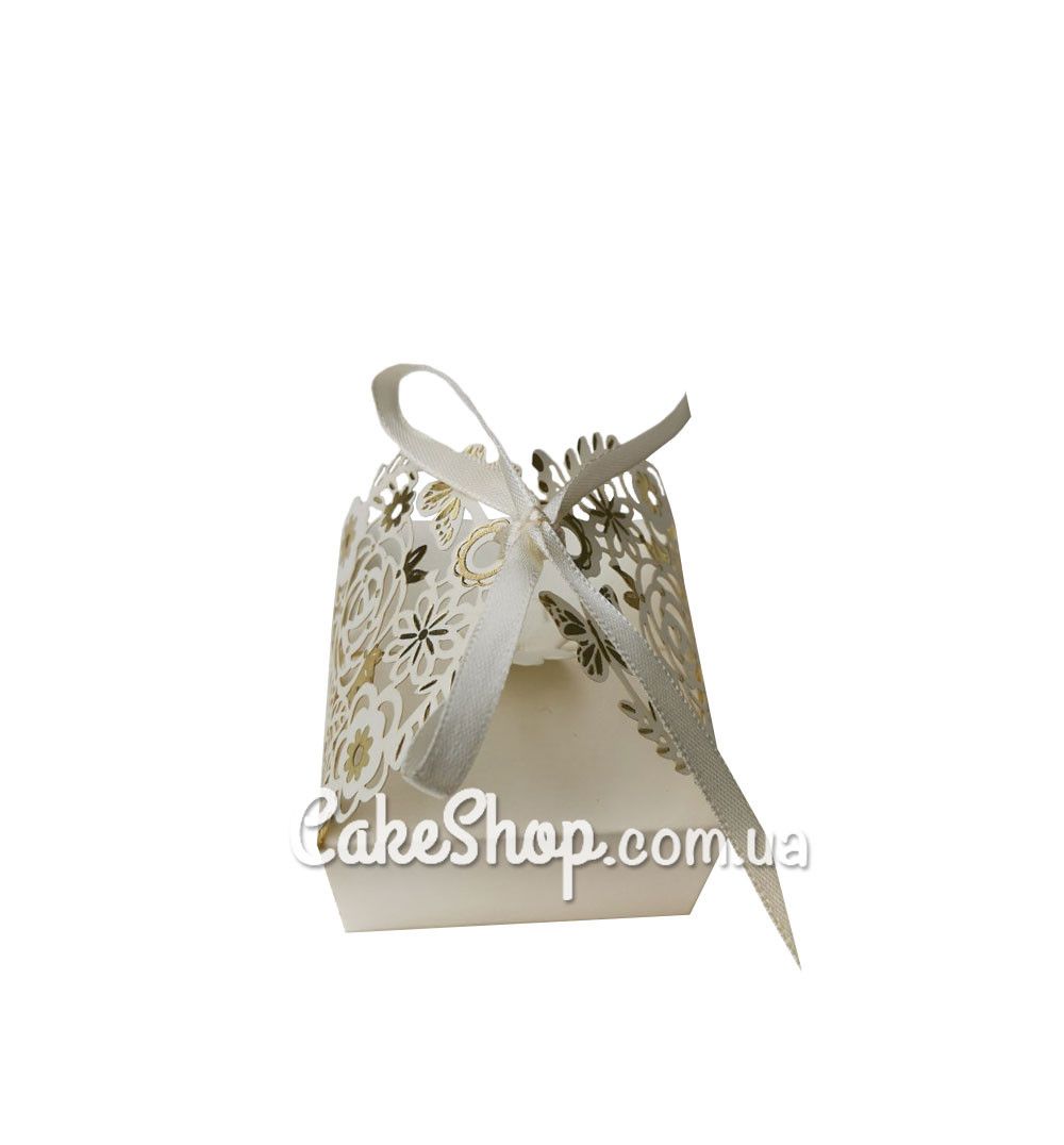 ⋗ Коробка бонбоньерка ажурная Молочная, 7х7х4 см купить в Украине ➛ CakeShop.com.ua, фото