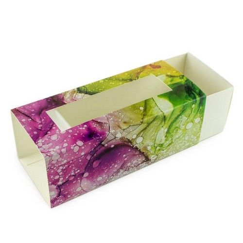 Коробка для макаронс, цукерок, безе з прозорим вікном Роса, 14х6х5 см - фото