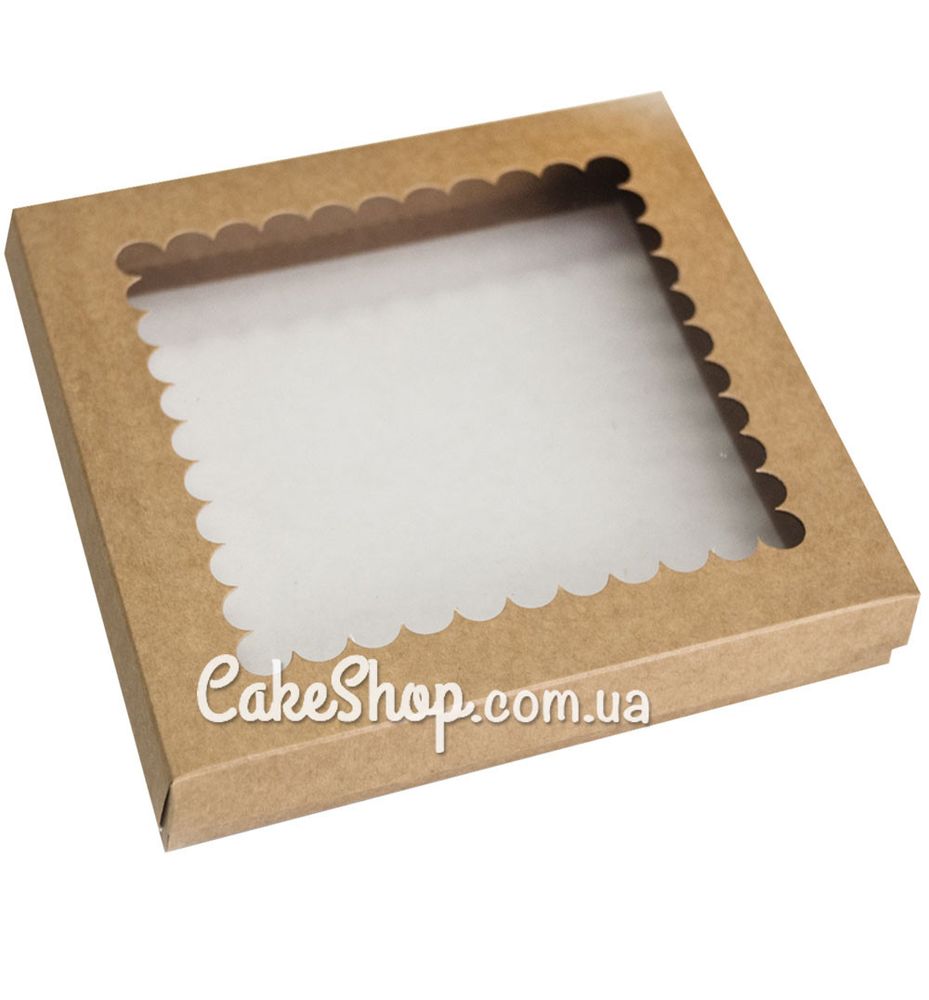 Коробка для пряников с ажурным окошком Крафт, 21х21х3 см - фото