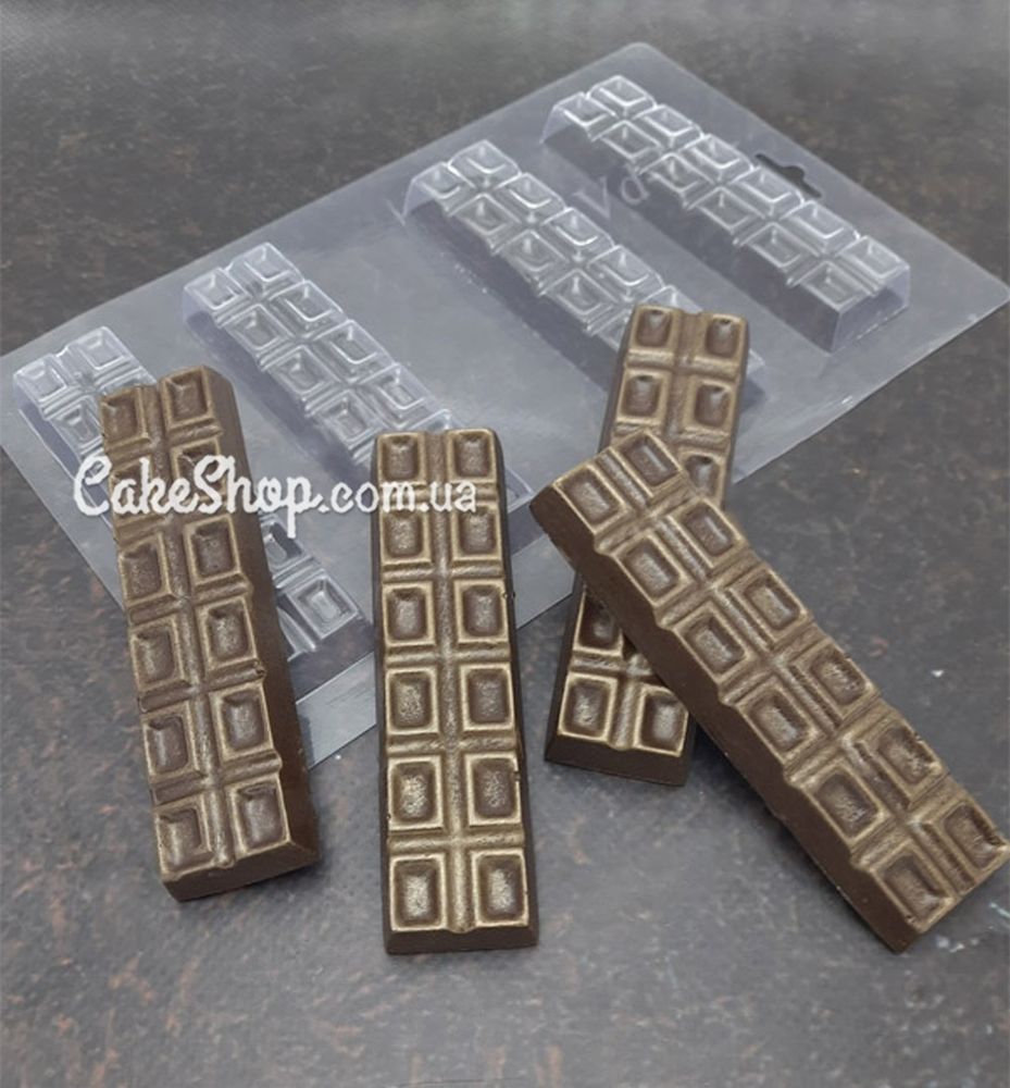 Пластикова форма для шоколаду Шоколадний батончик 4 шт - фото