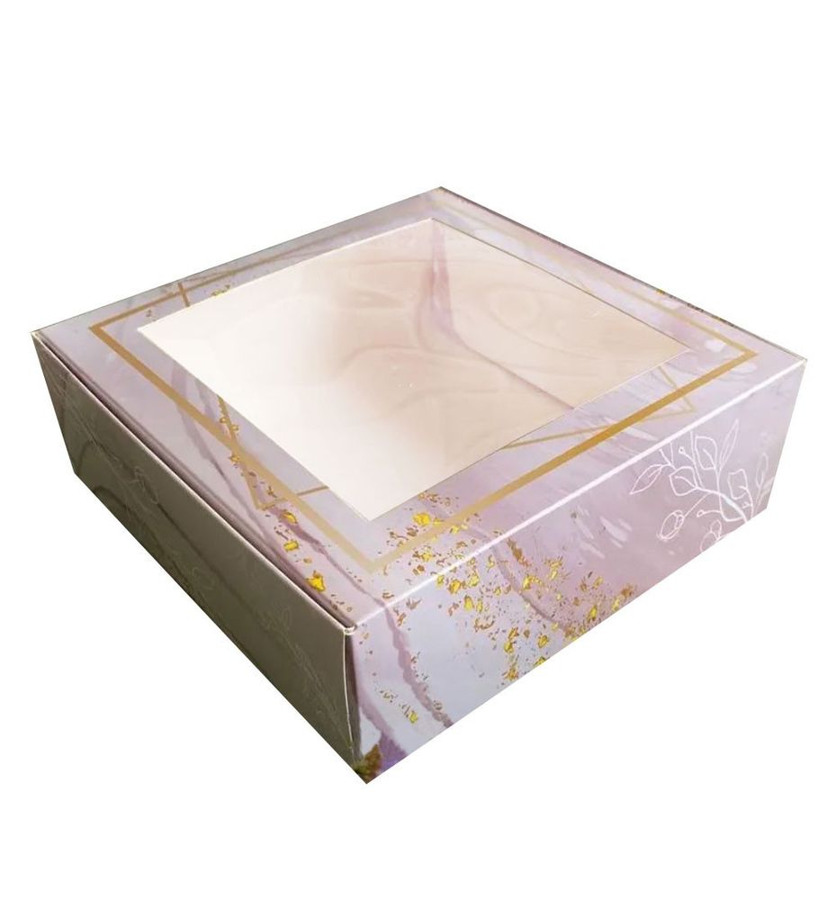 Коробка для зефіру з вікном Лілова, 20х20х7 см - фото