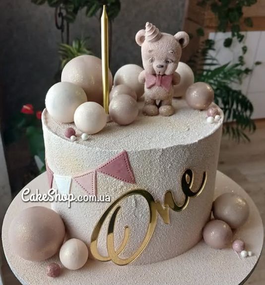 ⋗ Акриловый топер Lion боковой One золото, 12 см купить в Украине ➛ CakeShop.com.ua, фото