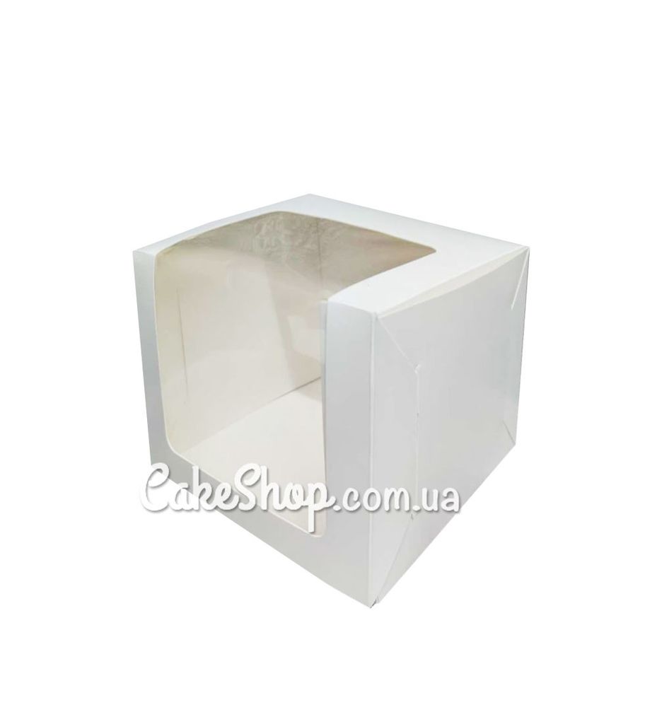 Коробка для торта з вікном Біла, 25х25х20 см мелована - фото