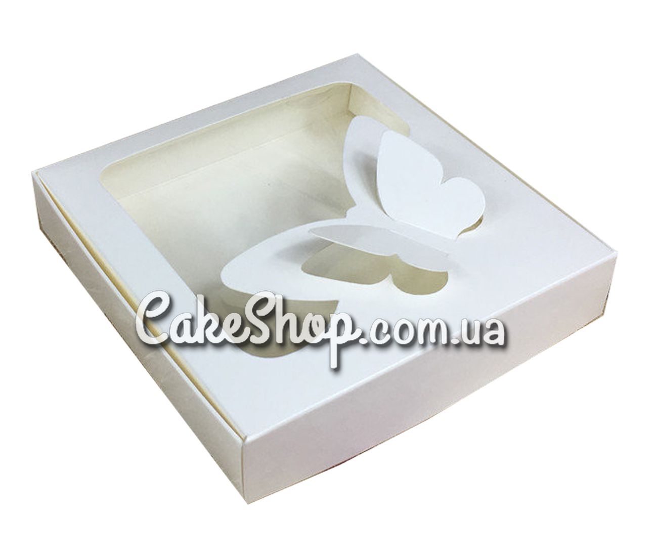 ⋗ Коробка для пряников с бабочкой Молочная, 15х15х3 см купить в Украине ➛ CakeShop.com.ua, фото
