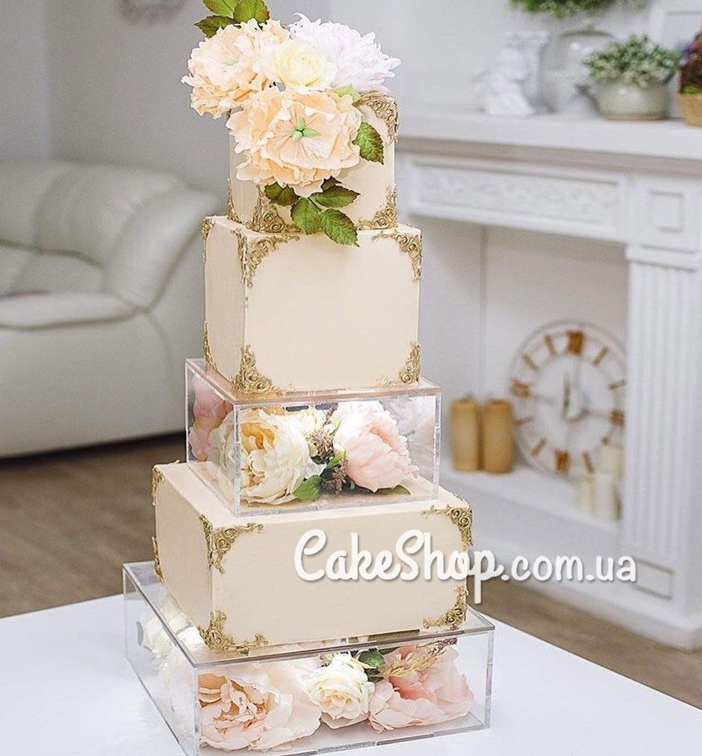 ⋗ Акриловий ярус (бокс) для торта куб 15х15х15 см купити в Україні ➛ CakeShop.com.ua, фото