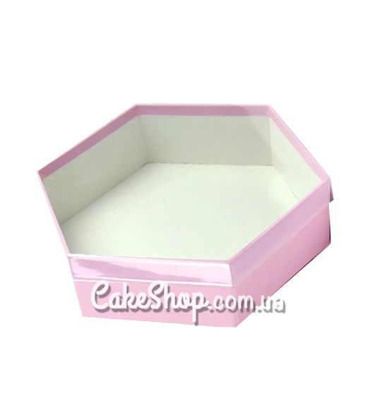 ⋗ Коробка шестигранная с окном d-26 см, h-6 см, Розовая купить в Украине ➛ CakeShop.com.ua, фото