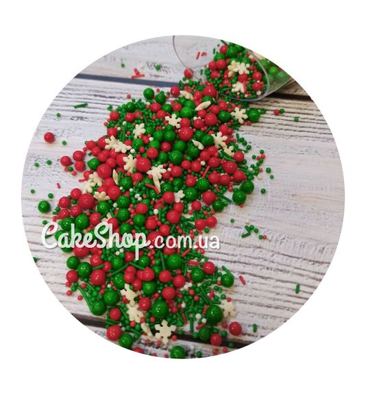 ⋗ Посипка цукрова Глянцевий мікс з кульками #9, 50 г купити в Україні ➛ CakeShop.com.ua, фото