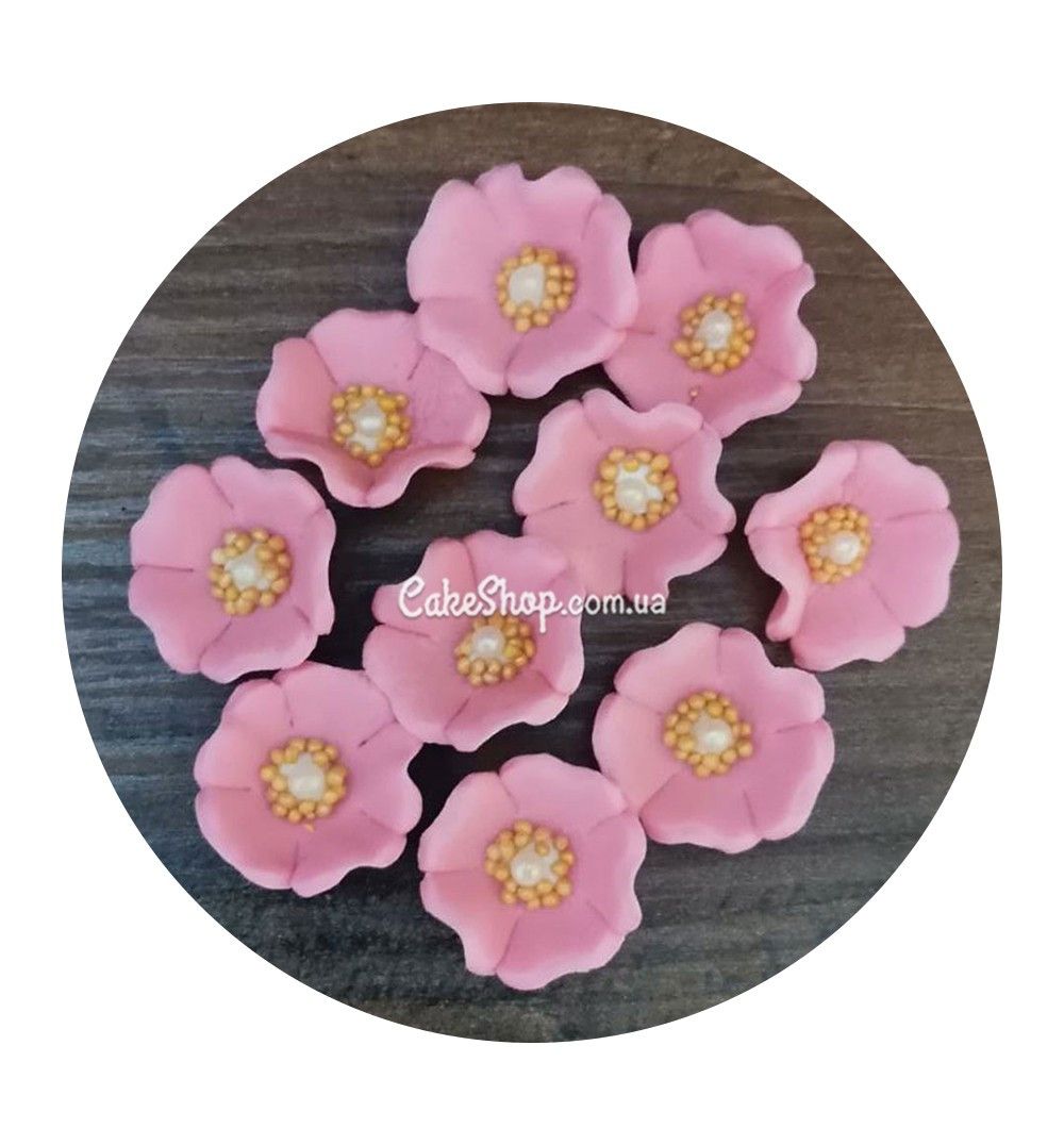 ⋗ Сахарные цветы Мальва розовая (10 штук) купить в Украине ➛ CakeShop.com.ua, фото