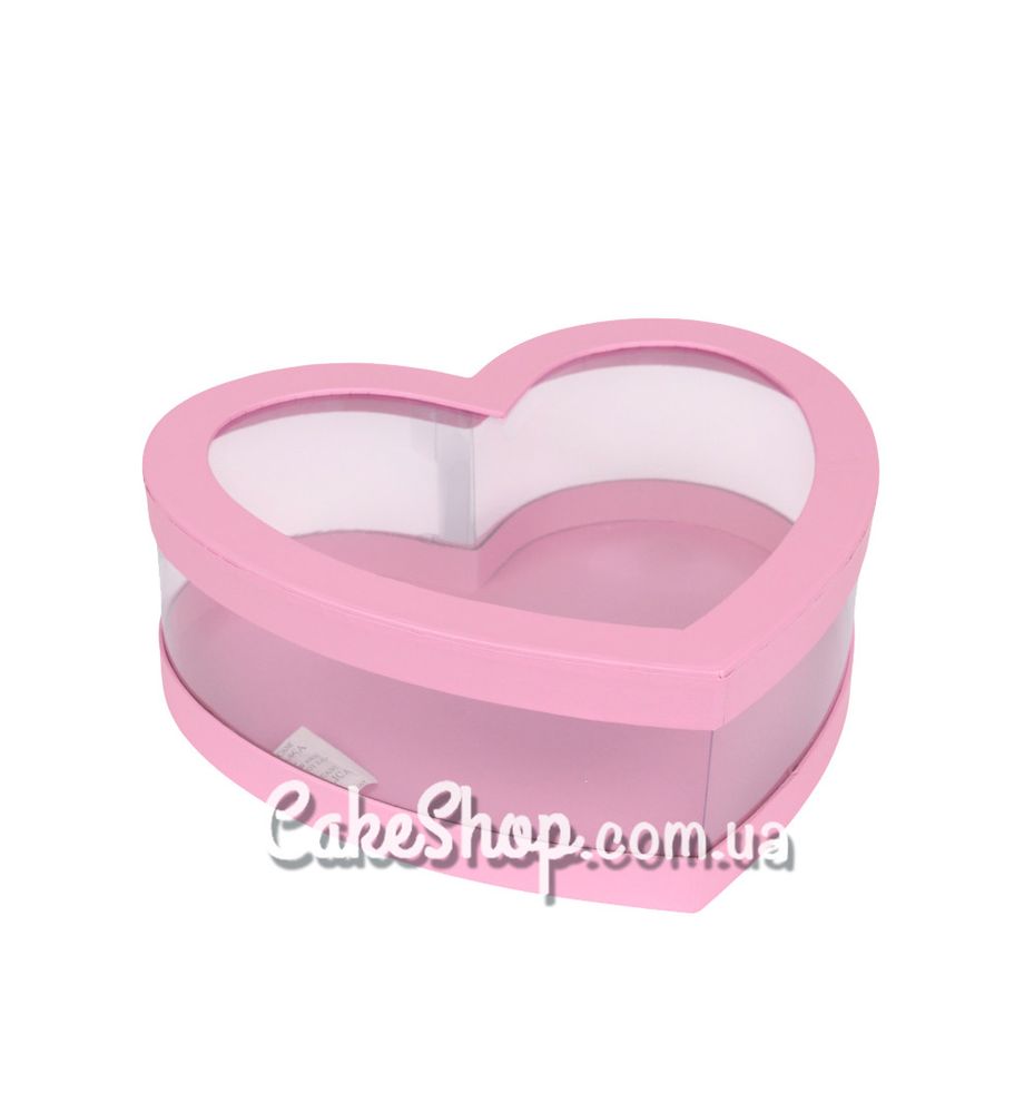 Коробка  Серце з вікном, 28х25,2х10,1 см Рожева - фото