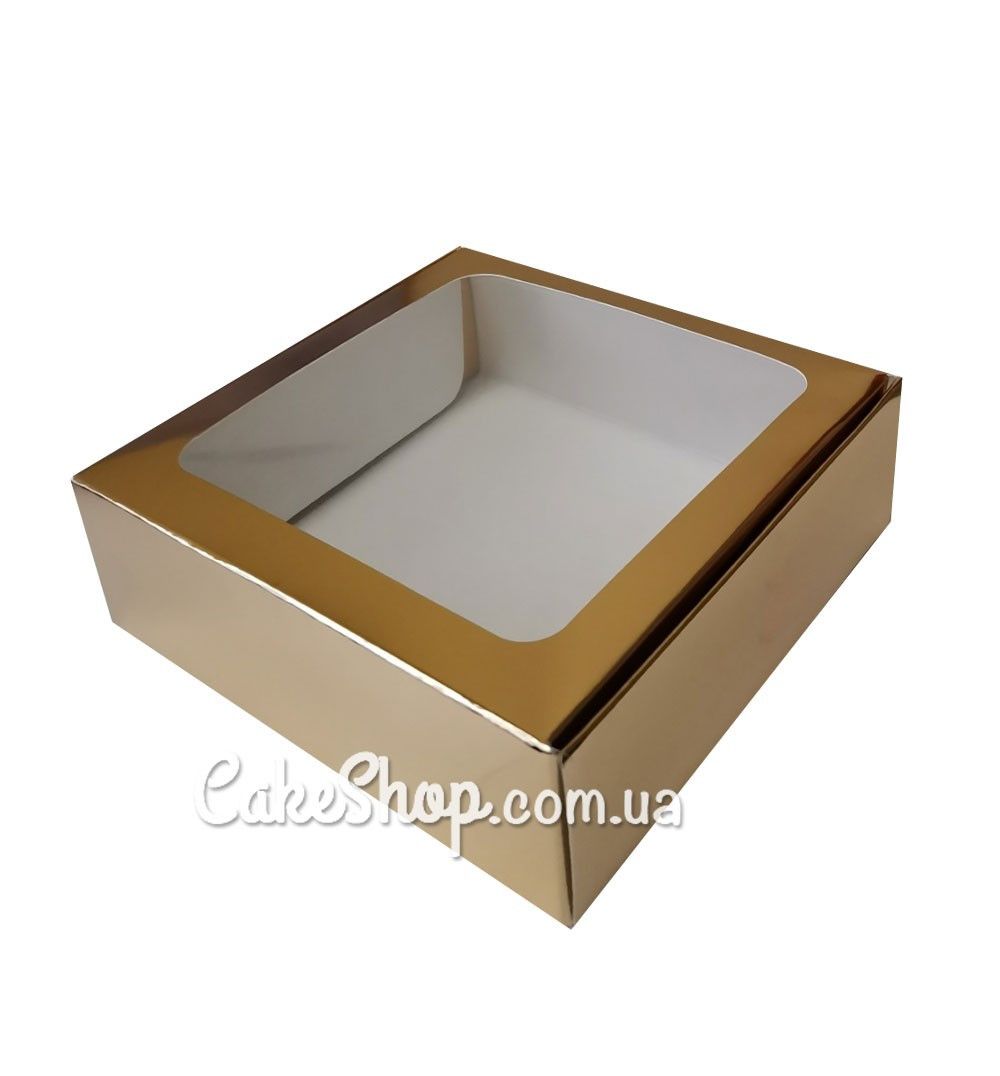 ⋗ Коробка для пряников с окном Золотая, 15х15х5 см купить в Украине ➛ CakeShop.com.ua, фото