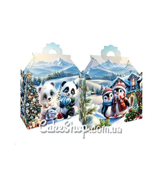 ⋗ Коробка для новогодних подарков Пингвины и мишки, 1000 г купить в Украине ➛ CakeShop.com.ua, фото