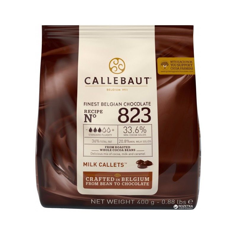 Шоколад бельгійський Callebaut 823 молочний 33,6% в дисках, 400г - фото