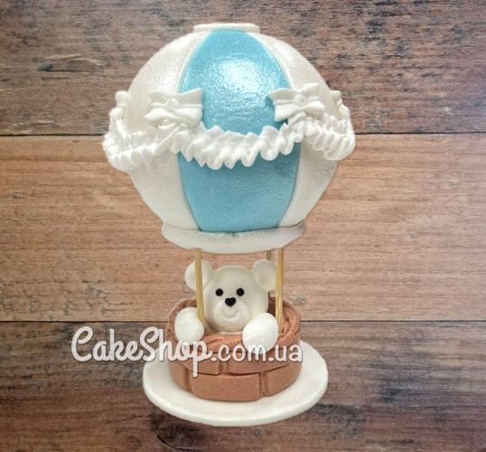 ⋗ Сахарные фигурки Мишка на голубом воздушном шаре ТМ Сладо купить в Украине ➛ CakeShop.com.ua, фото