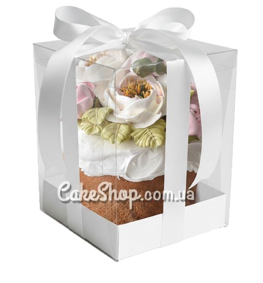 ⋗ Коробка з прозорою кришкою Біла, 12х12х18 см купити в Україні ➛ CakeShop.com.ua, фото