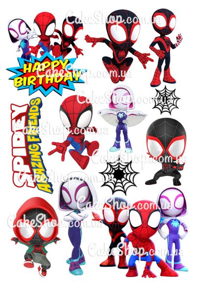 ⋗ Вафельная картинка Спайди и его невероятные друзья 2 купить в Украине ➛ CakeShop.com.ua, фото