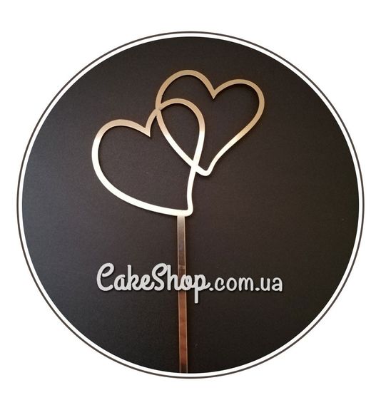 ⋗ Акриловый топпер DZ Сердечки золото купить в Украине ➛ CakeShop.com.ua, фото