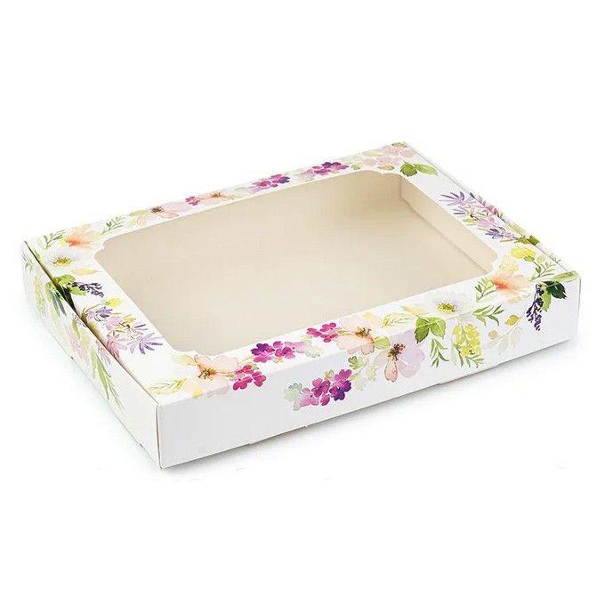 Коробка для пряників з фігурним вікном Квіти, 15х20х3 см - фото