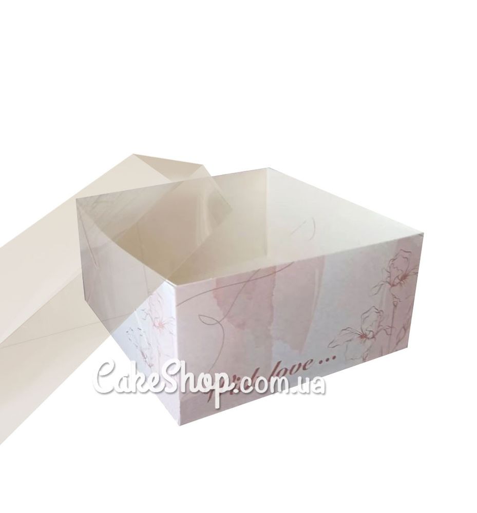 Коробка для десертів з прозорою кришкою Пудра With Love, 16х16х8 см - фото