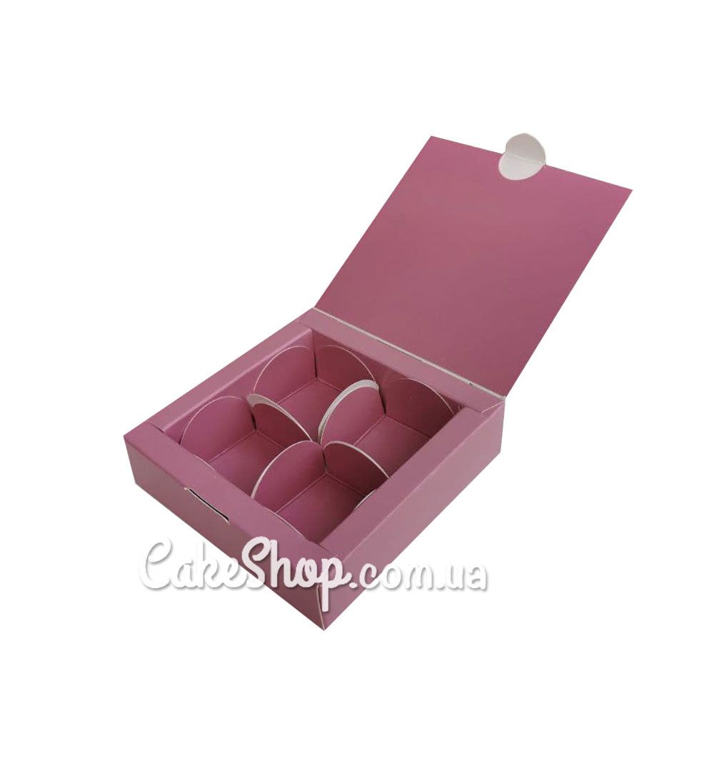⋗ Коробка на 4 конфеты Пыльная роза, 11х11х3 см купить в Украине ➛ CakeShop.com.ua, фото