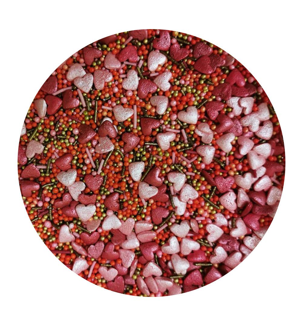 ⋗ Посипка цукрова Перламутровий мікс серця #3, 50г купити в Україні ➛ CakeShop.com.ua, фото