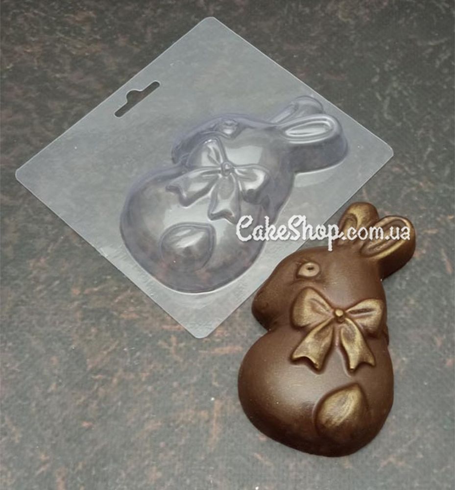 Пластиковая форма для шоколада Заяц с бантом - фото