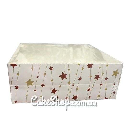 ⋗ Коробка для десертів з прозорою кришкою Зірочки, 16х16х6 см купити в Україні ➛ CakeShop.com.ua, фото