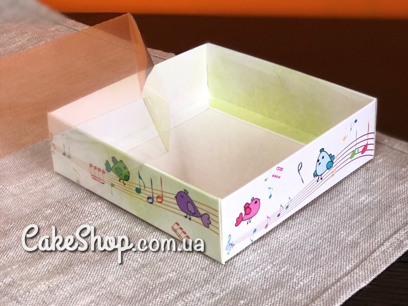 ⋗ Коробка для пряников с прозрачной крышкой Птичка, 12х12х3,5 см купить в Украине ➛ CakeShop.com.ua, фото