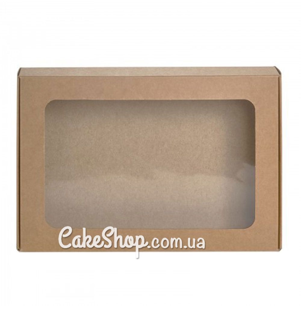 ⋗ Коробка для пряників з вікном Крафт, 15х22х3 см купити в Україні ➛ CakeShop.com.ua, фото