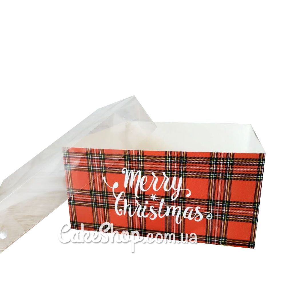 ⋗ Коробка для десертів з прозорою кришкою Merry Christmas, 16х16х8 см купити в Україні ➛ CakeShop.com.ua, фото